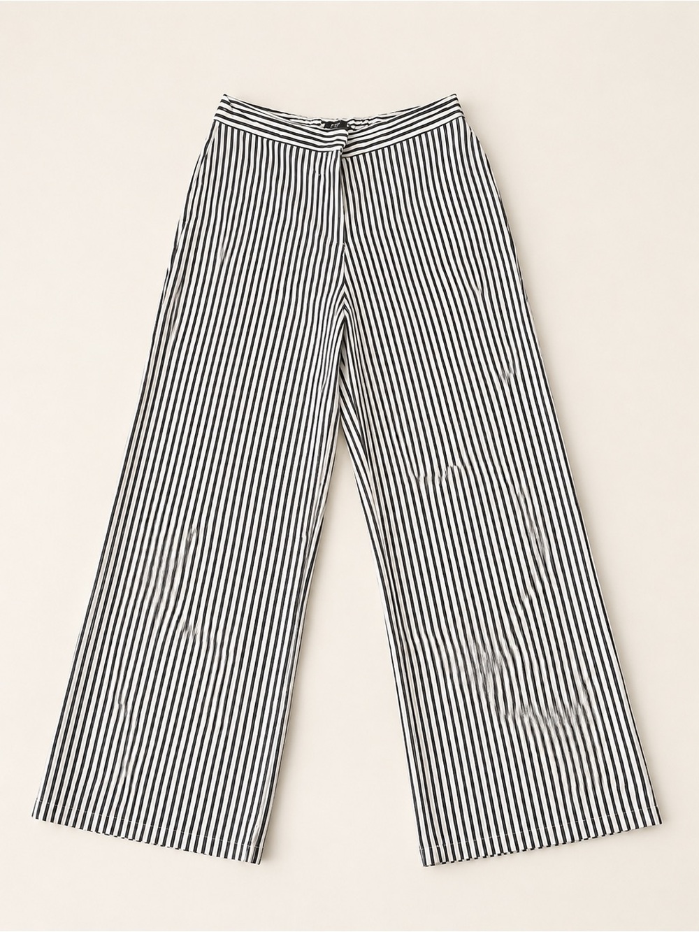 F&F Black & White Vertical Stripe Wide-Leg Trousers